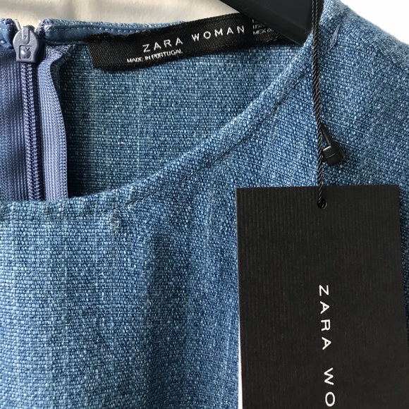 NWT ZARA Denim Blue Jean Long Sleeve Blouse Small - Picture 2 of 4